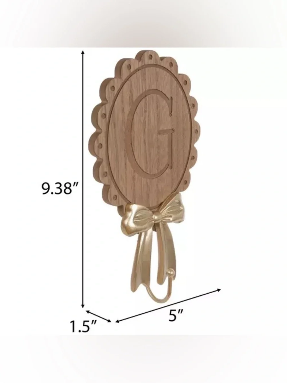 Scalloped Monogram Wood Wall Hook